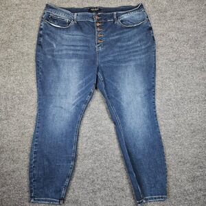 Judy Blue Skinny Fit Jean Women 24W Dark Wash High Rise Stretch Denim Button Fly